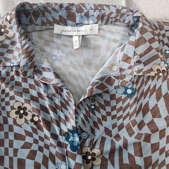 Blue and Brown Mesh Crop-top Size M - Picture 2 of 8